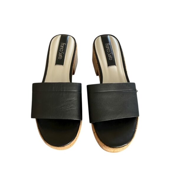 Franco Sarto Black Pony Slide Sandal 7 - Picture 2 of 7